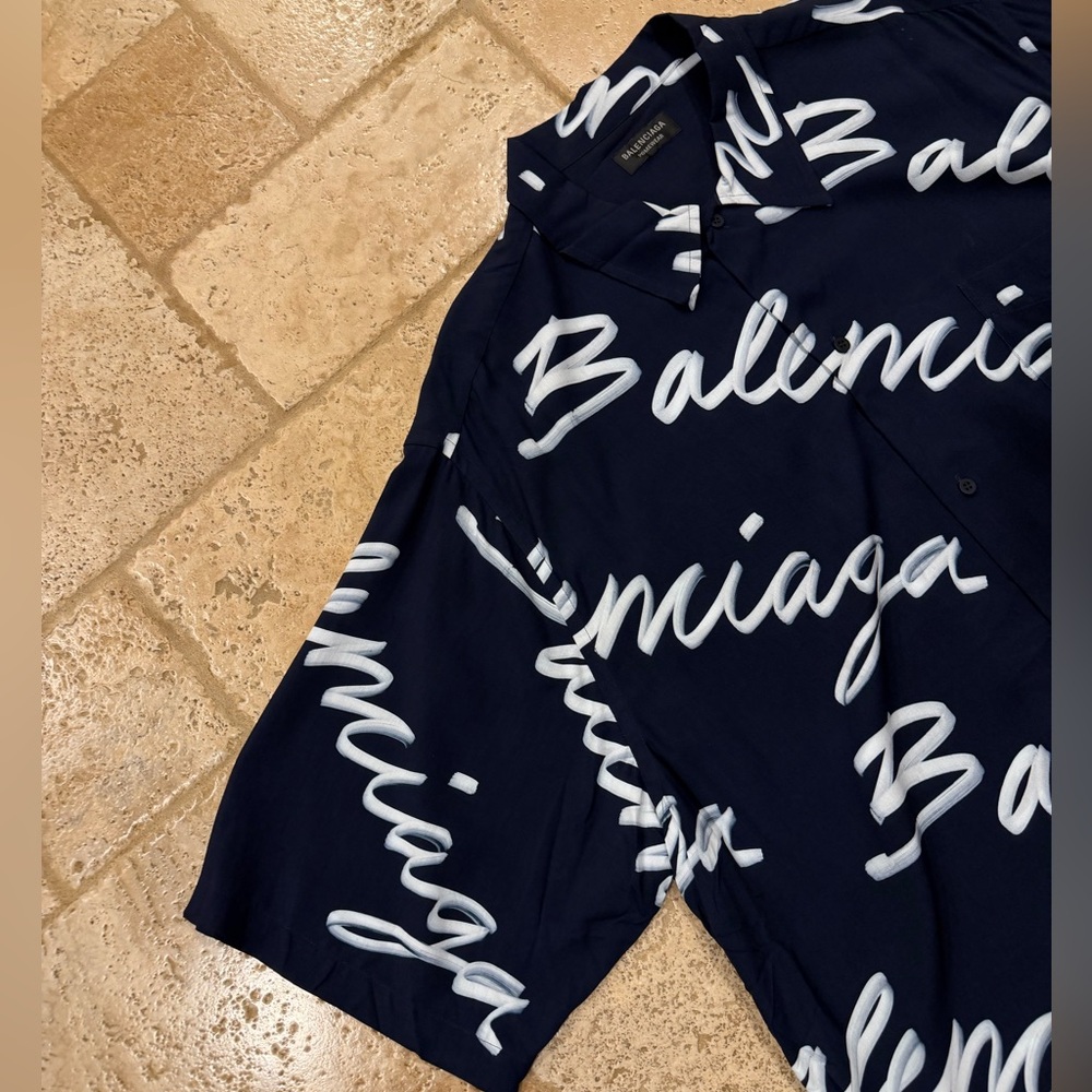 Balenciaga All Over Cursive Script Logo Minimal N… - image 5